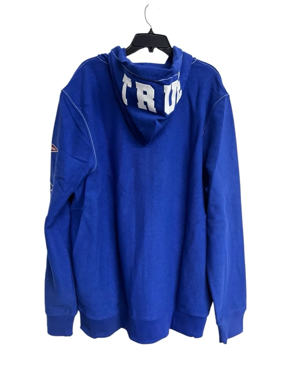 NWT True Religion Reverse Terry Blue‎ Zip-Up Hoodie with Embroidered Details 3X